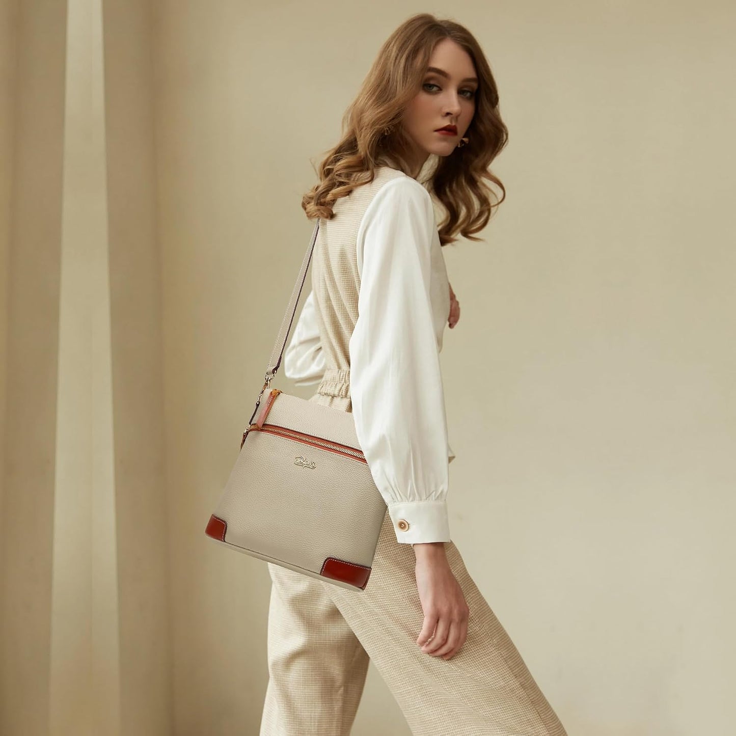 BOYATU Leather Crossbody Bag for Women: Designer Shoulder Purse for Travel - Trendy Genuine Leather Handbag for Everyday