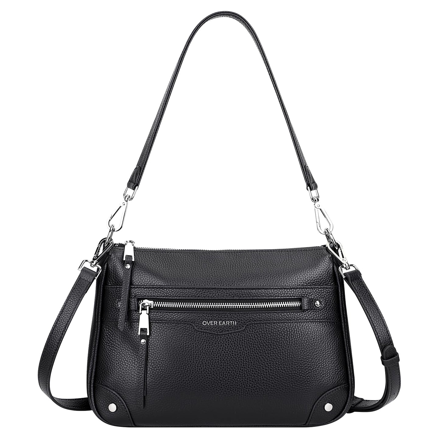 Over Earth Soft Genuine Leather Crossbody Bags for Women Medium Shoulder Purses Hobo Handbags with Multi Pockets