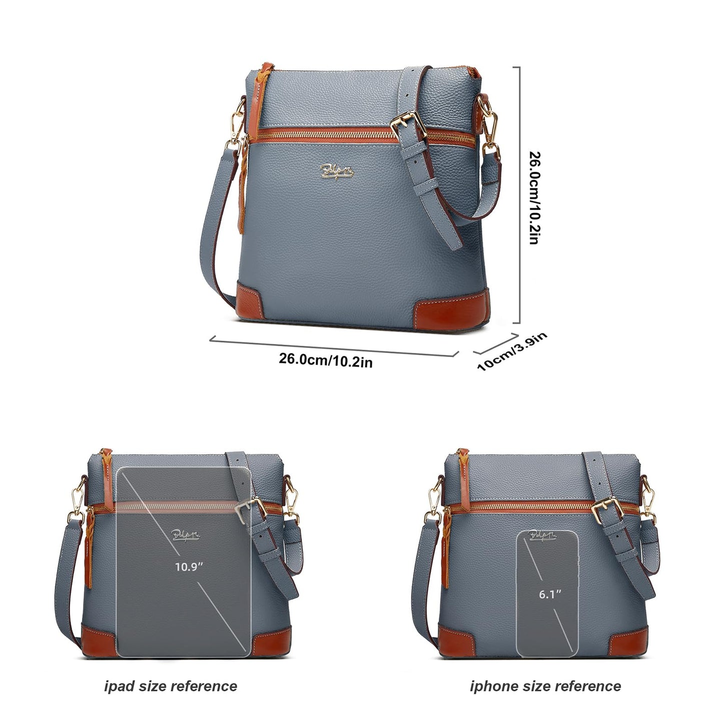 BOYATU Leather Crossbody Bag for Women: Designer Shoulder Purse for Travel - Trendy Genuine Leather Handbag for Everyday