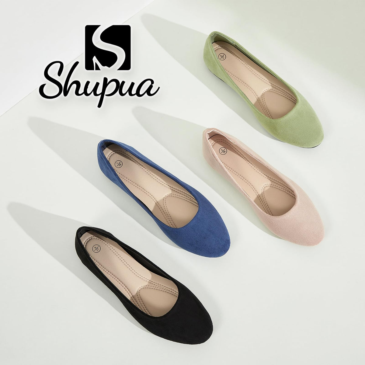 Shupua Flats for Women Round Toe Black Ballet Flats Work Shoes, Size 7Shupua Flats for Women Round Toe Black Ballet Flats Work Shoes, Size 7