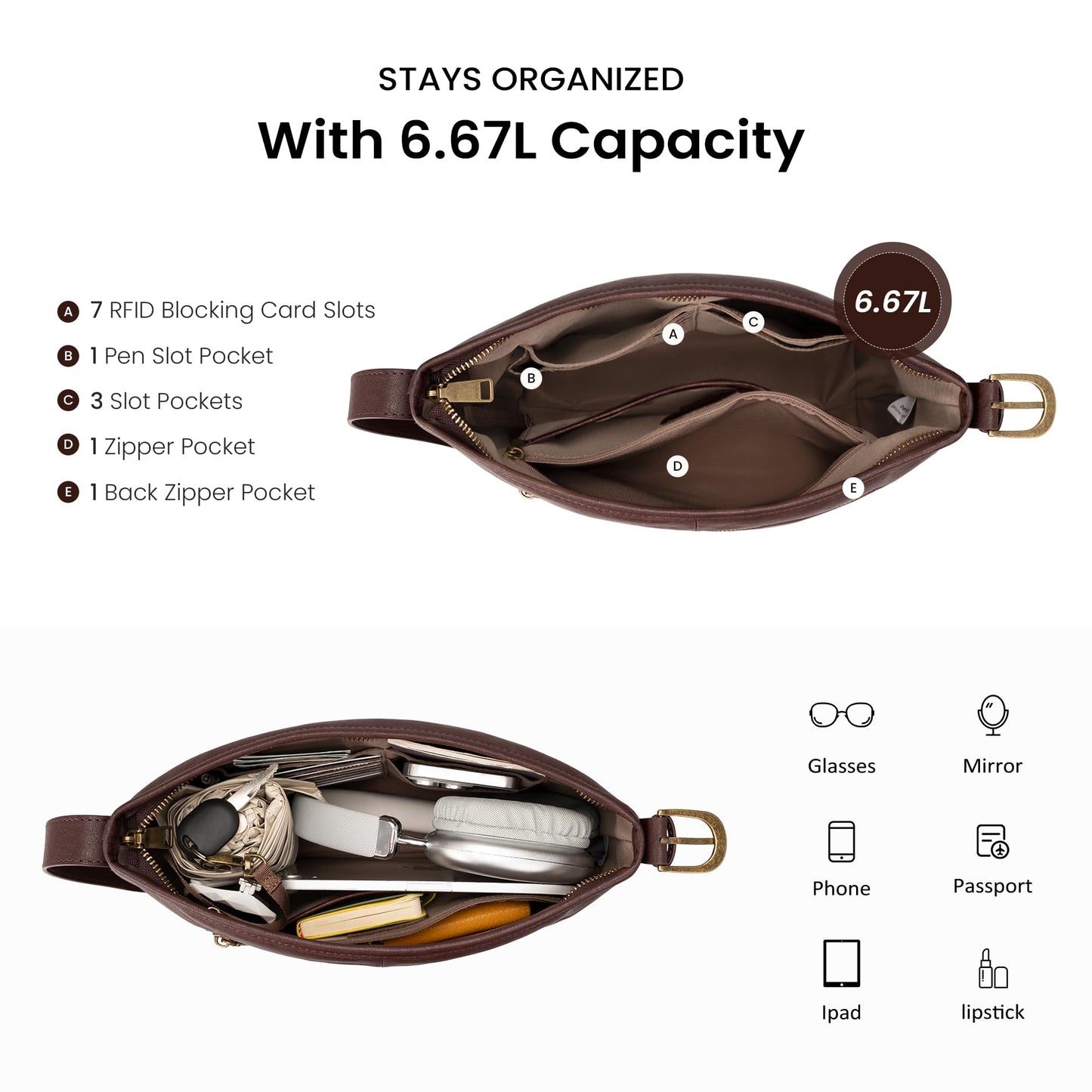 befen Genuine Leather Purses for Women, RFID Medium Leather Crossbody Bags Shoulder Purse Handbags