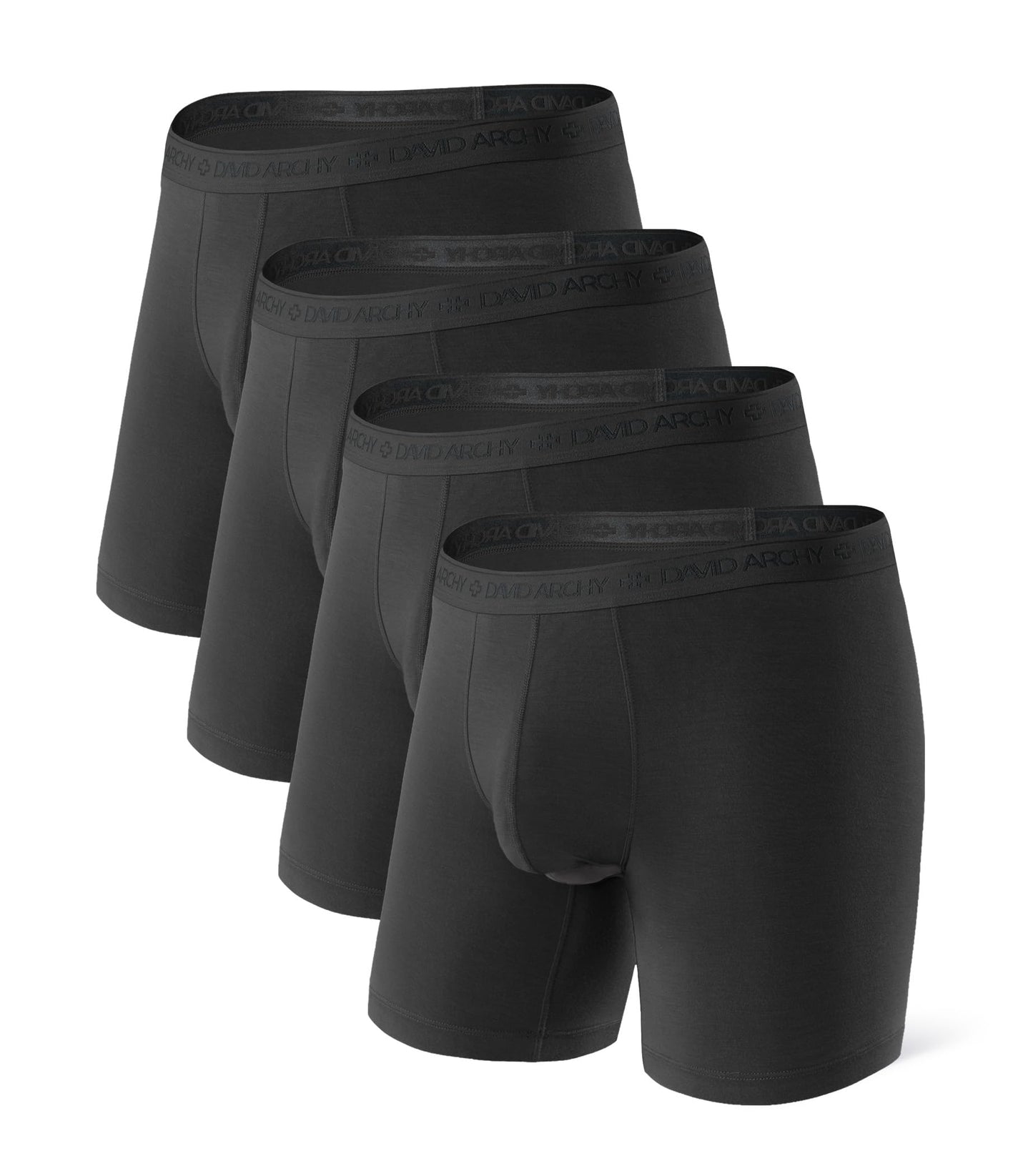 DAVID ARCHY Men's Underwear Modal Boxer Briefs Trunks Multi-Pack | Dual Pouch with Fly, Ultra Soft Second Skin Feel, Breathable Stretch Spandex, Anti Chafing, Daily Lounging Work Travel