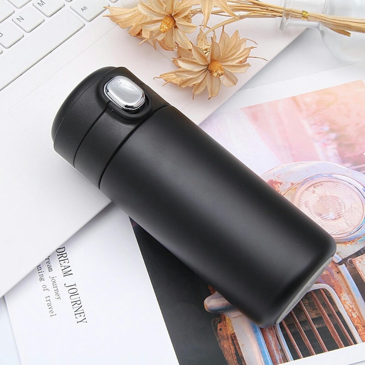 Intelligent Temperature Measurement And Bouncing Insulation Cup, Outdoor Leisure And Casual Business Gift Cup-Pink-300ml  (Clearance)
