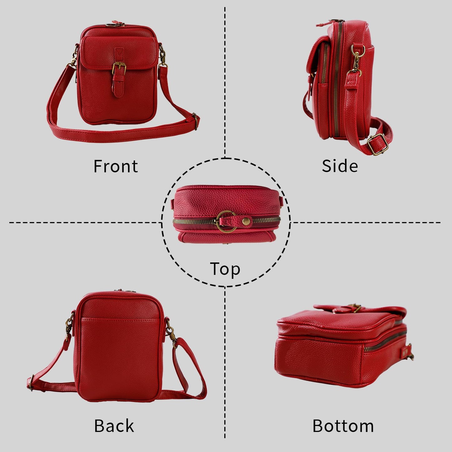 Leather Crossbody Bag for Women,Anti-Theft Messenger Bag with Large Capacity,Built-in Purse Card Slots Shoulder Sling Bag
