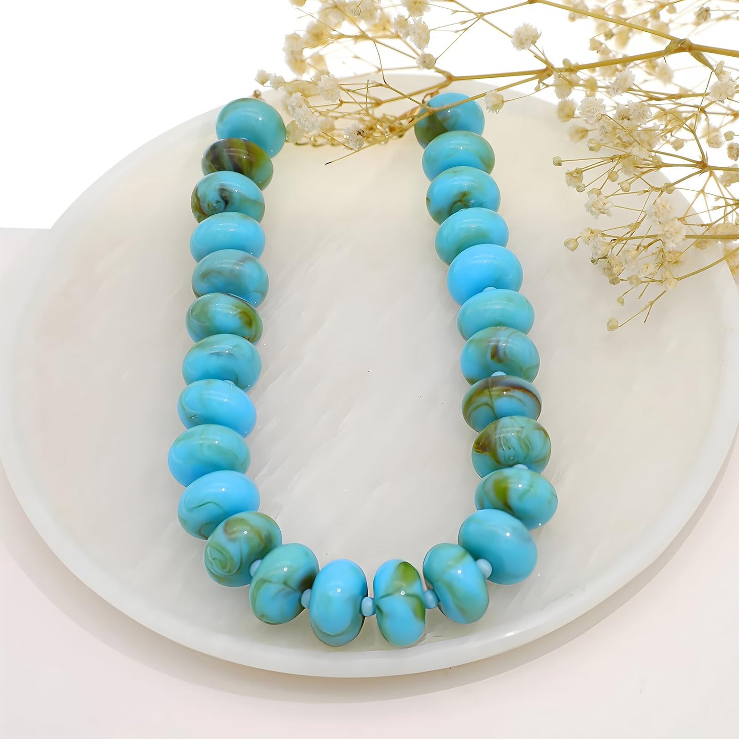 We We Chunky Colorful Beaded Necklace for Women Large Boho Statement Bead Chokers Necklaces Turquoise Blue Big Beads Jewelry Neck Summer Beach