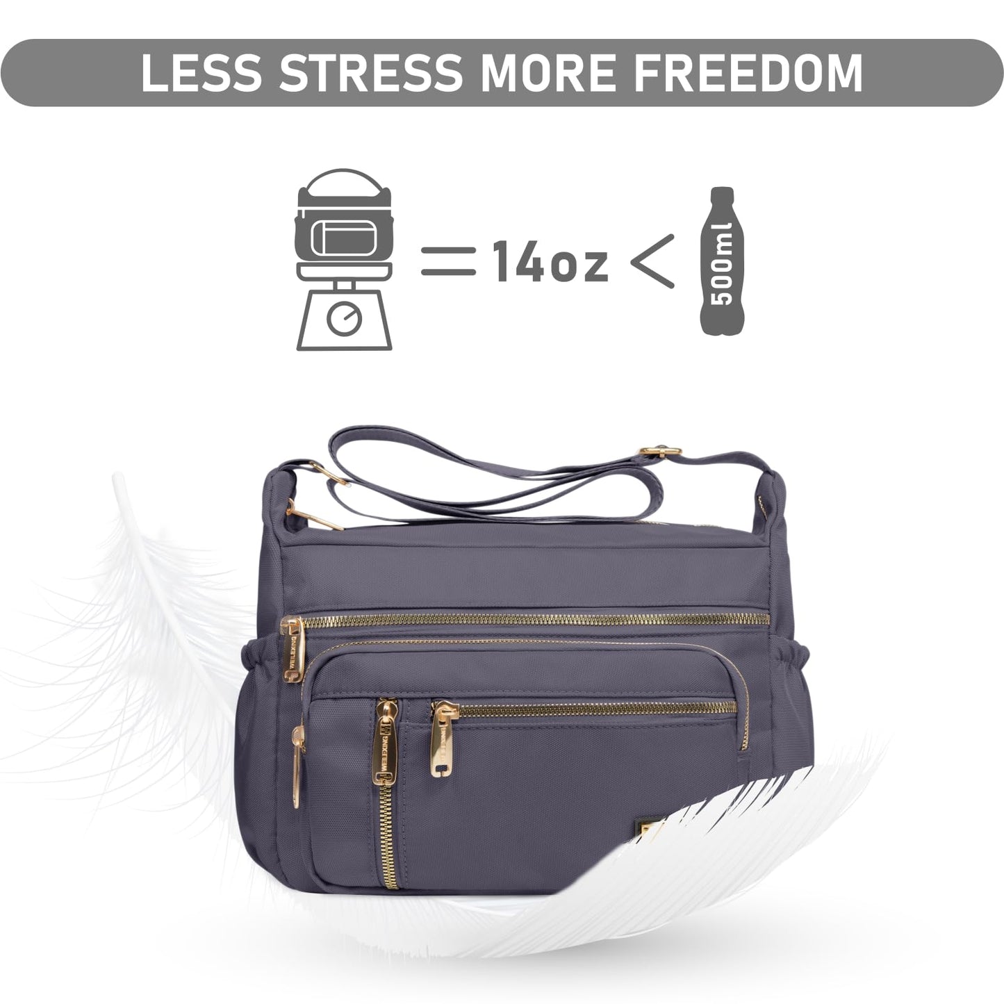 NPBAG Crossbody Bag for Women, Shoulder Purse Handbag Messenger Bag, Trendy Pocketbooks, Waterproof and Multi-Pockets