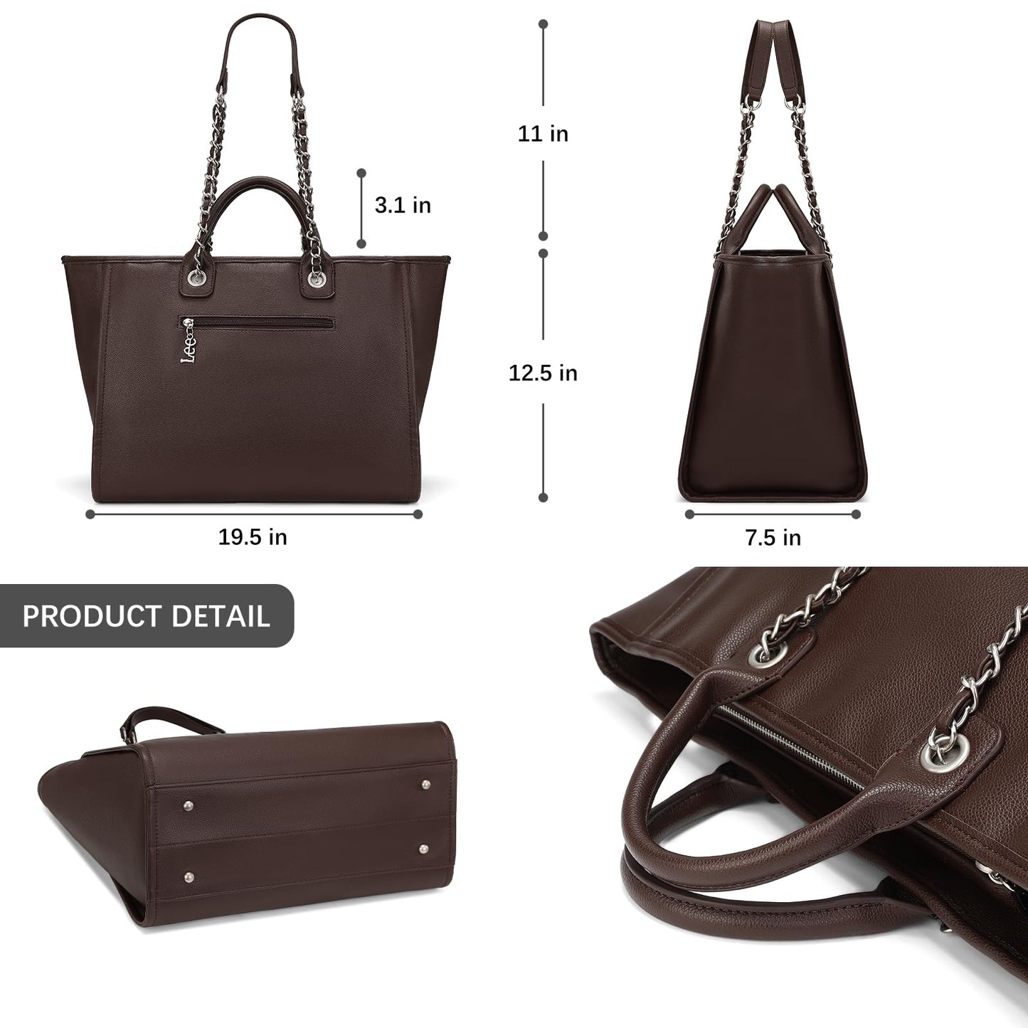 Lee Large Shoulder Tote Bag for Women Vegan Leather Top-Handle Bag