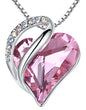 Leafael Gift Necklaces for Women, Infinity Love Birthstone Heart Crystal Pendant, Birthday Anniversary Jewelry for Wife, Mom, and Her, Silver Plated, 18" + 2" Adjustable Chain
