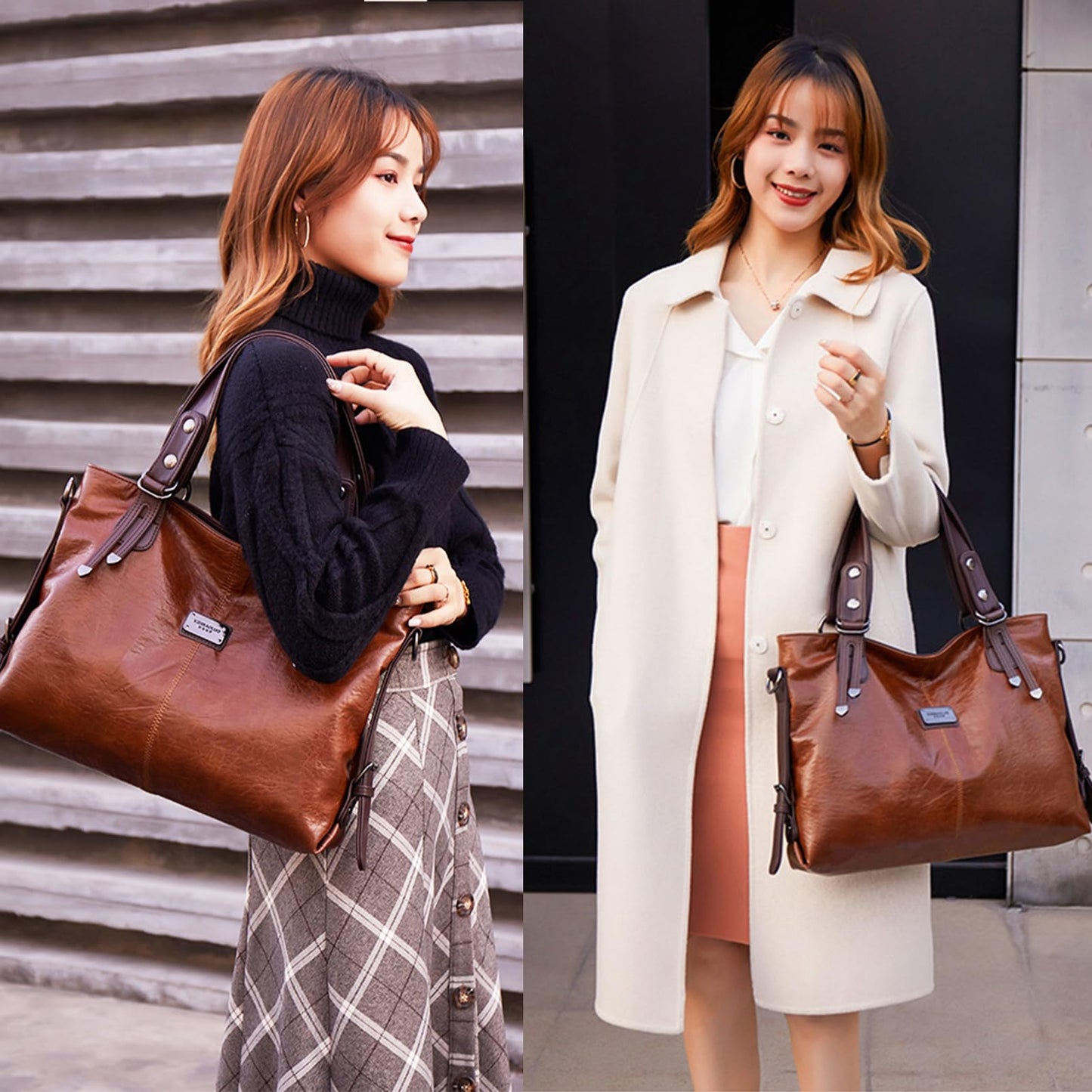 Handbags and Purses for women Vegan Leather Tote Bag for Women Satchel Shoulder Bags Travel Purse with Compartments