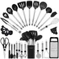 Kitchen Utensil Set-Silicone Cooking Utensils-33 Kitchen Gadgets & Spoons for Nonstick Cookware-Silicone and Stainless Steel Spatula Set-Best Kitchen Tools, Useful Pots