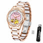 Vetra Women Watches Automatic Luxury Diamond Dress Ladies Watch Fashion Waterproof Ceramic Strap Rose Gold Self Winding Female Wrist Watch
