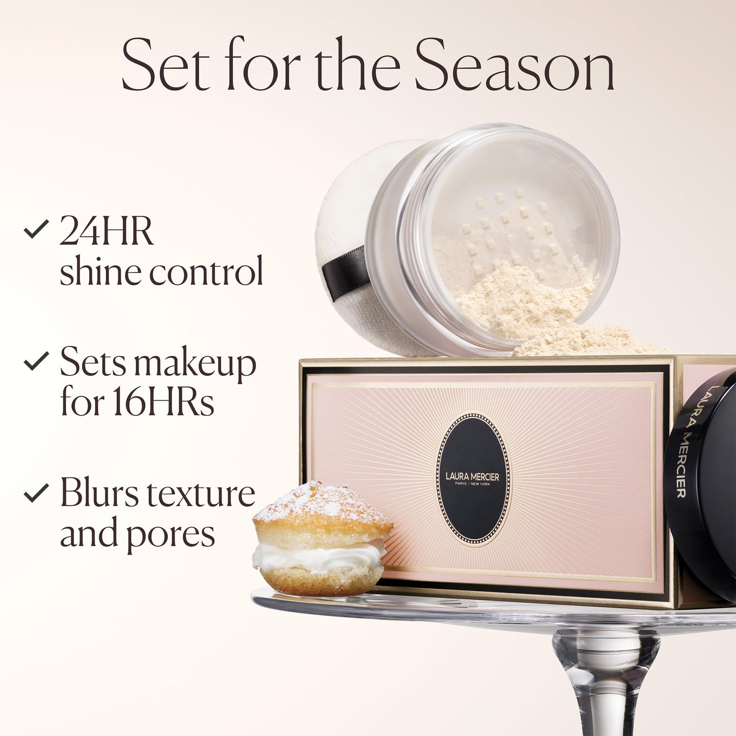 Laura Mercier Translucent Loose Setting Powder, 24HR Shine Control, Soft Matte Finish, Long-Lasting Wear, Normal to Oily Skin, 4 Shades for Virtually All Skin Tones, Artistry Icons Set