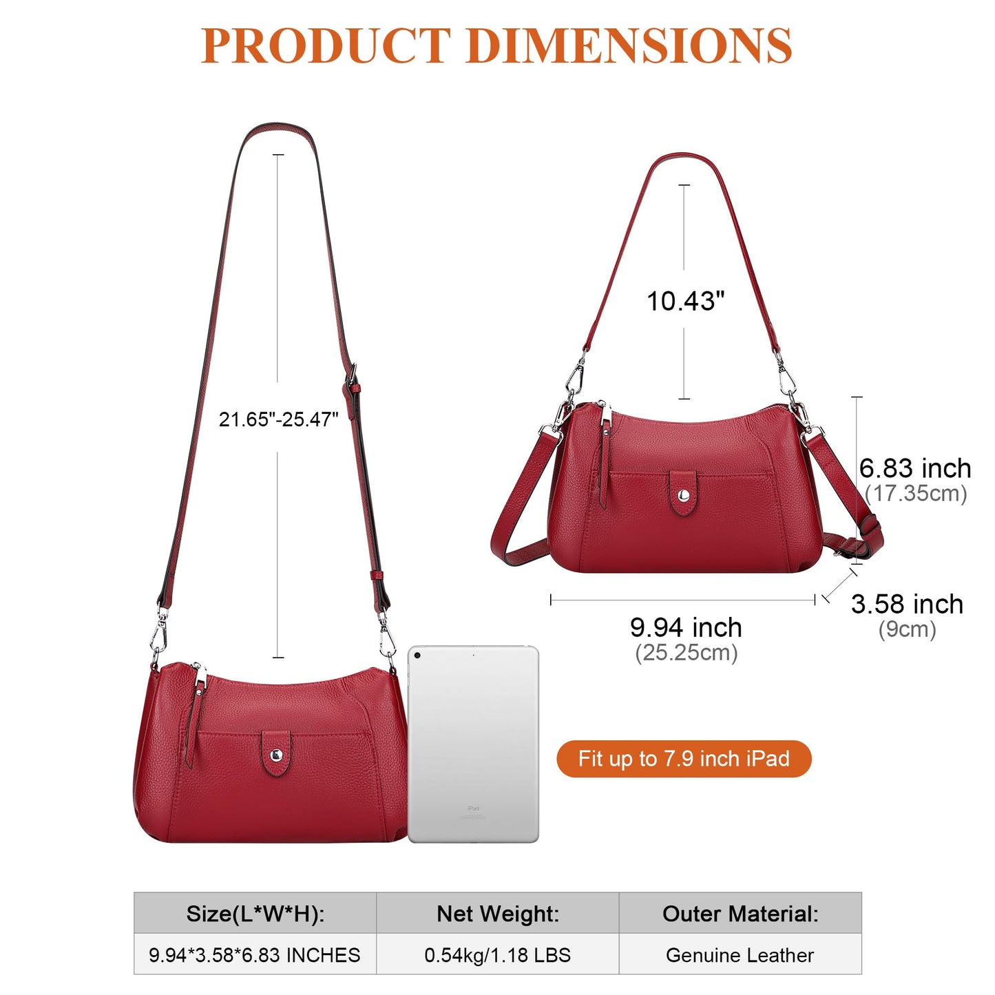 Over Earth Genuine Leather Small Hobo Crossbody Bags for Women Shoulder Purses and Handbags