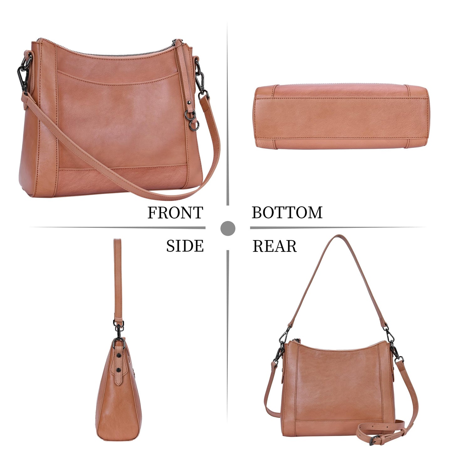 Iswee Leather Crossbody Bags for Women Shoulder Purse Medium Hobo Genuine Leather Satchel Purses and Handbags