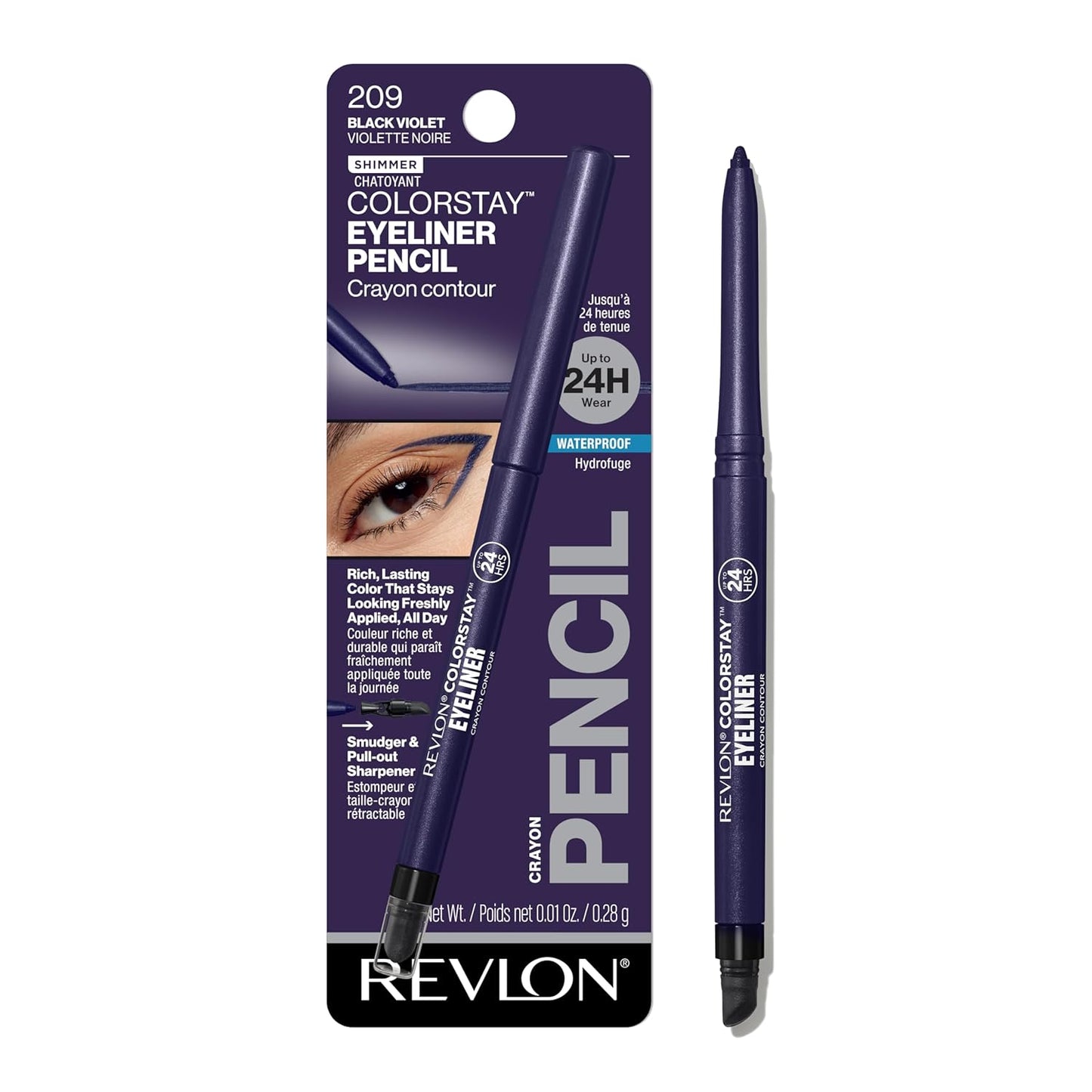 Revlon ColorStay Pencil Waterproof Eyeliner, Smudge-Proof, Eye Makeup with Built-In Sharpener, Long-Lasting, Matte Finish, 201 Black, 2 pack