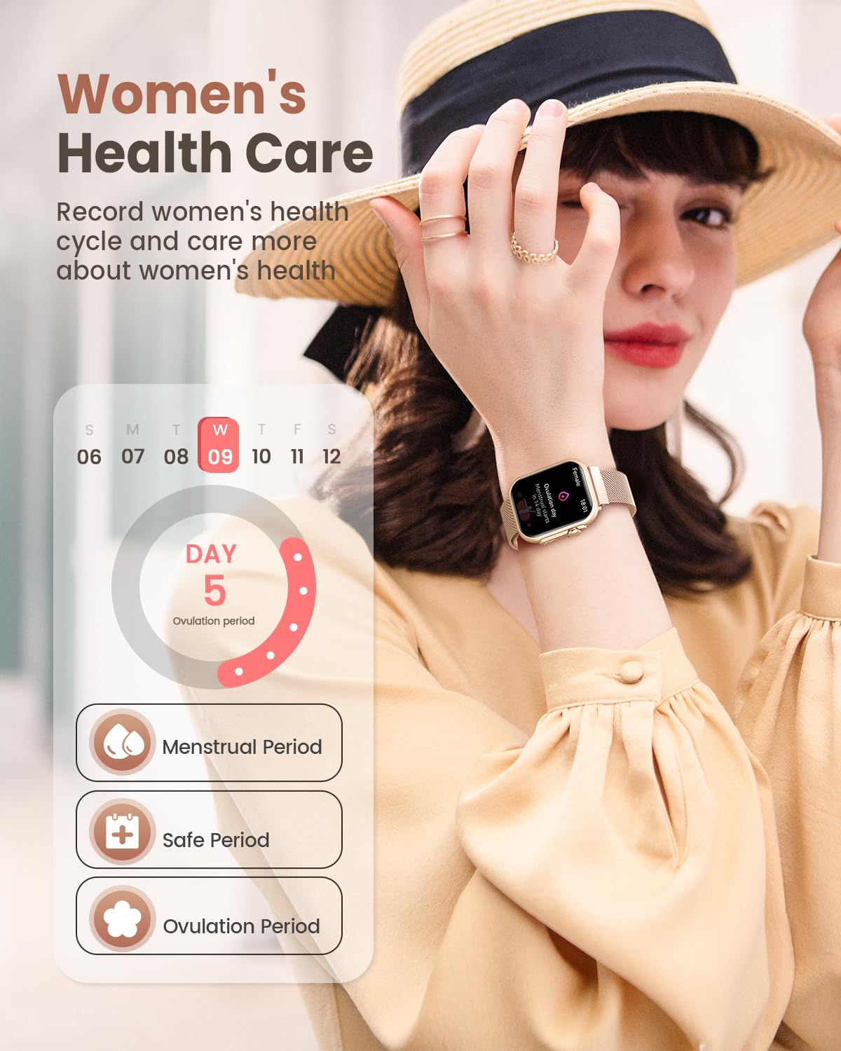 Smart Watch for Women for iPhone Android: 1.85"Smartwatch with Make/Answer Call Sleep Heart Rate SpO2 Blood Pressure Monitor IP68 Waterproof 120+Sport Mode Fitness Tracker 1000mAh Battery 2Bands Pink