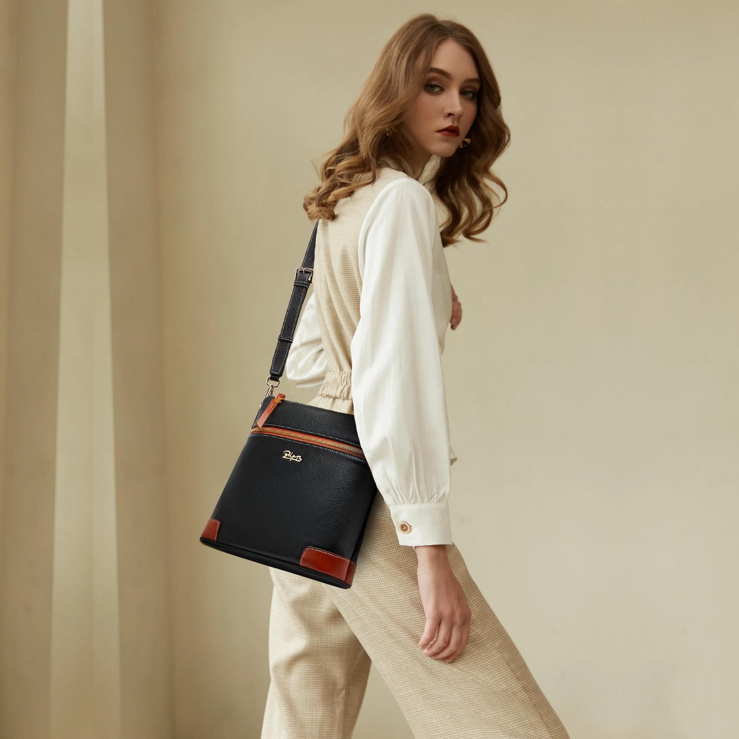 BOYATU Leather Crossbody Bag for Women: Designer Shoulder Purse for Travel - Trendy Genuine Leather Handbag for Everyday