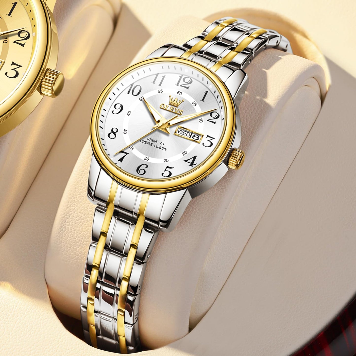 OLEVS Watch Women Two Tone Watches for Women with Date Dress Womens Watches for Small Wrists Luxury Easy Read Womens Watch Waterproof Blue/Black/Gold/Silver Dial Reloj para Mujer