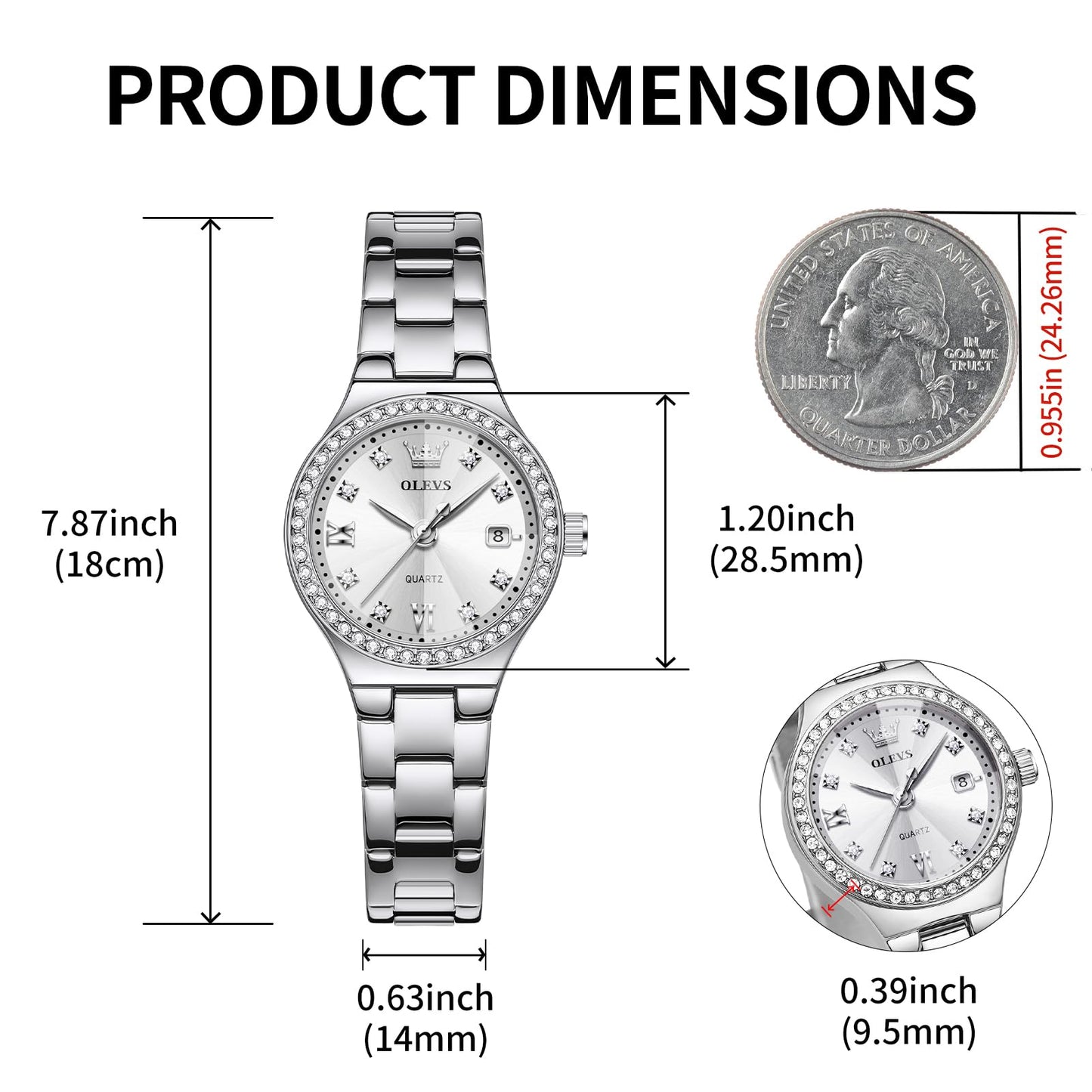 OLEVS Watch for Women Luxury Fashion Diamond Classic Arabic Dial Wrist Women's Watches with Date Waterproof Stainless Steel Quartz Ladies Watch