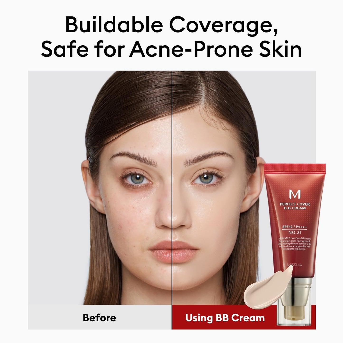 MISSHA M Perfect Cover BB Cream No.23 Natural Beige -Light/Medium with Cool/Neutral Undertone SPF 42 PA +++ 1.69 Fl Oz - Tinted Moisturizer for face with SPF