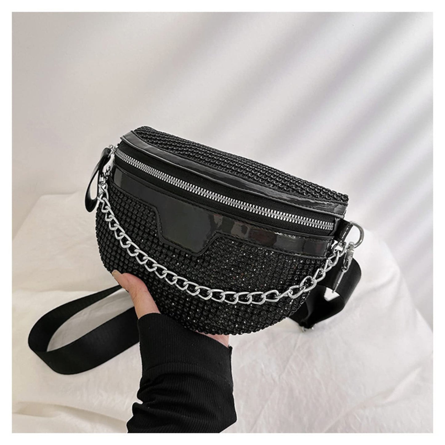 Thick Chain Women's Fanny Pack Plaid leather Waist Bag Shoulder Crossbody Chest Bags Luxury Designer Handbags Female Belt Bag