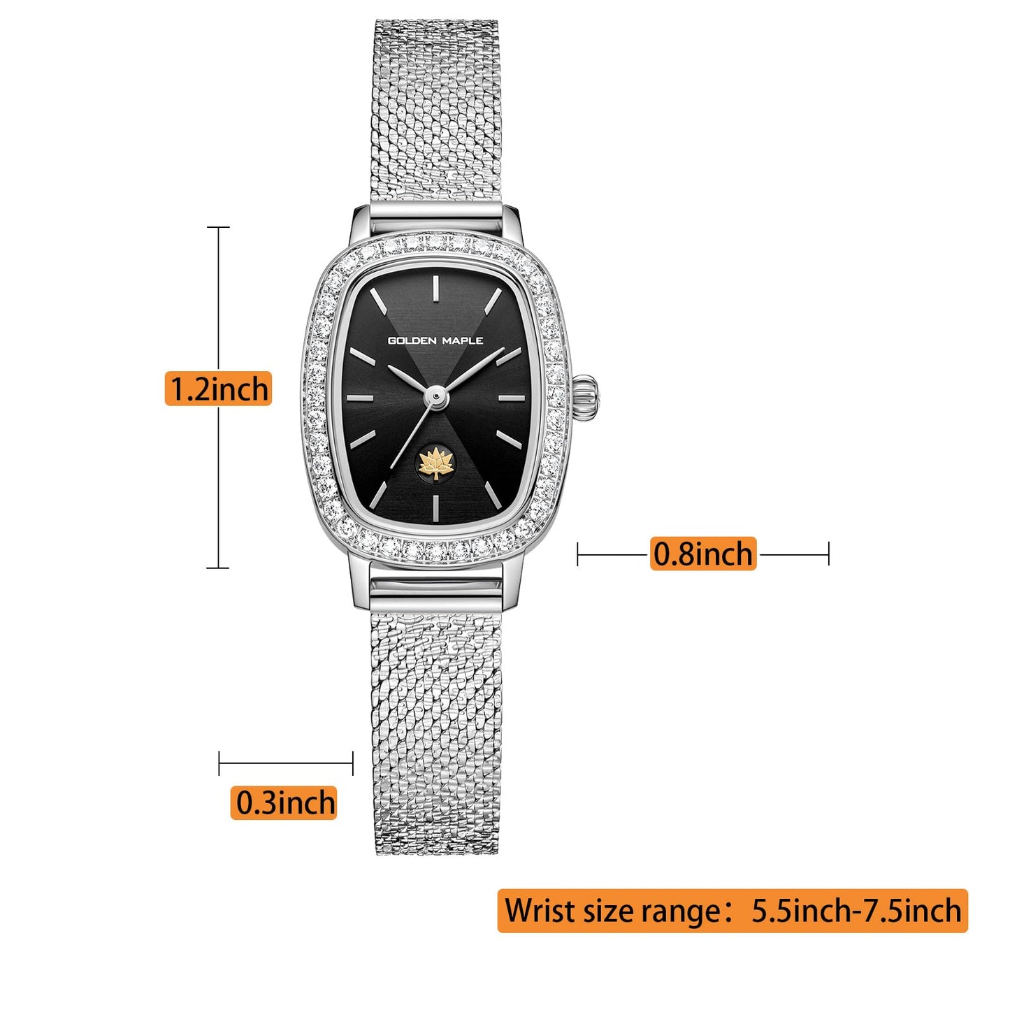 GOLDEN MAPLE Watches for Women, Dainty Gold Watch with Small Stainless Steel Case, Quartz Movement and Water Resistant, Adjustable Mesh Band