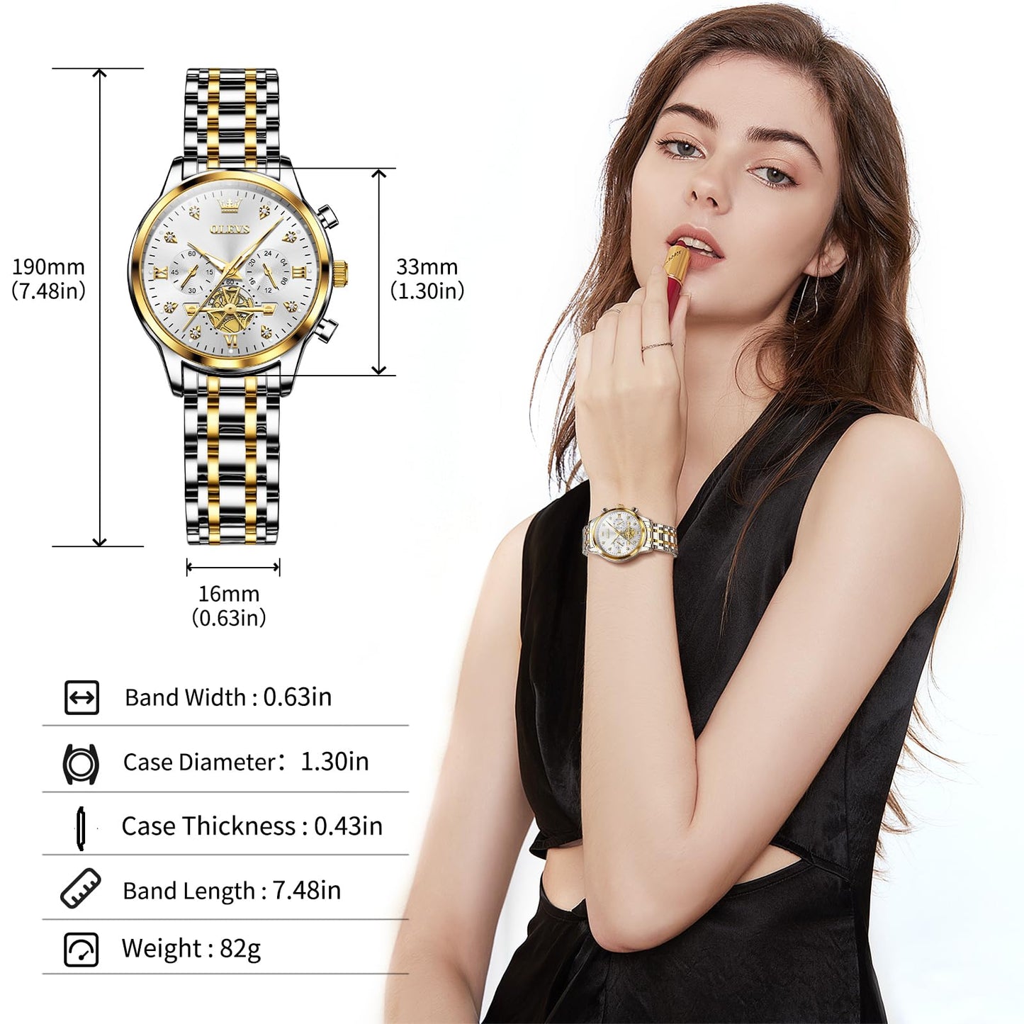OLEVS Watch Women Silver Watches for Women Luxury for Small Wrists Dress Stainless Steel Women's Wrist Watches Easy to Read Reloj para Mujer Black/Blue/Gold/Green/Pink/Purple