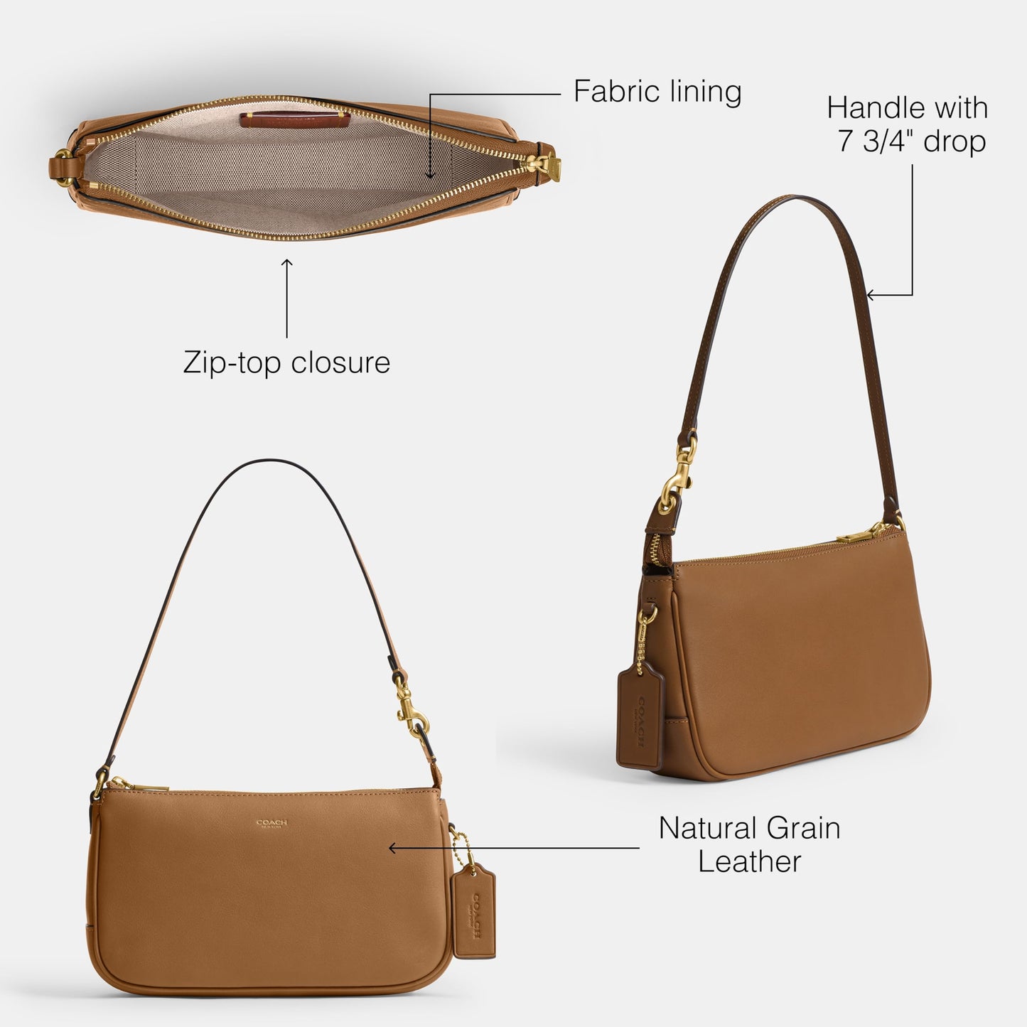 Coach Women's Natural Grain Leather Plaza Bag