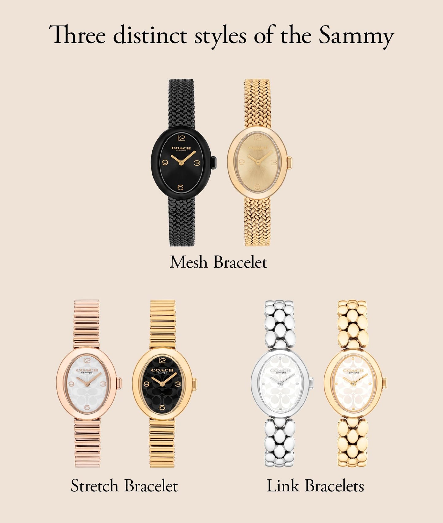 COACH Women's Sammy 2H Quartz Bracelet Watch, 22.5mm Petite Oval Case, Premium Fashion, Everyday Wear - Gift for Her