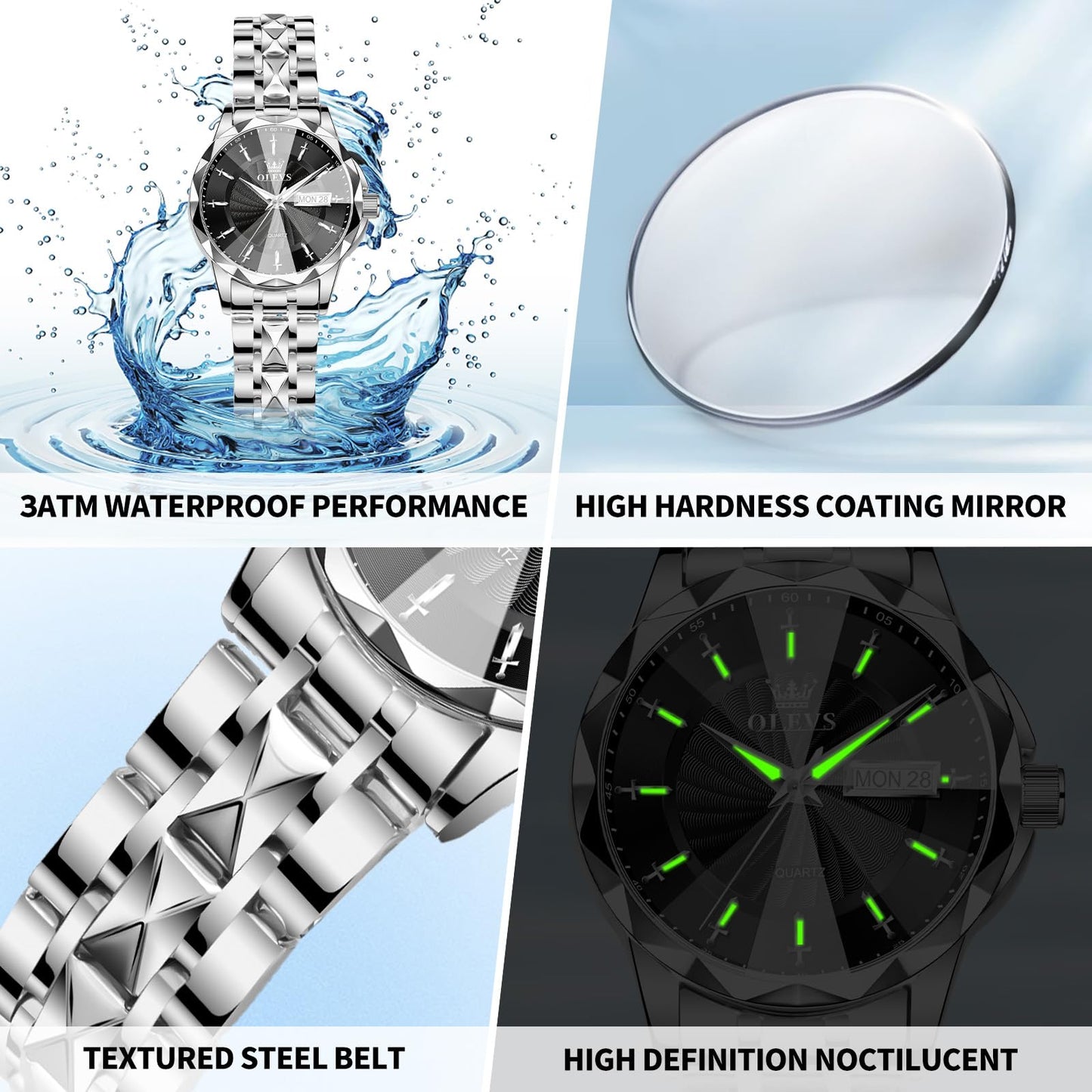 OLEVS Women's Luxury Elegant Watch, Fashion Waterproof Ladies Dress Watch, Stainless Steel Gold Silver Watches for Women, Small Wrist with Day Date, Ideal for Gift Daily Wear