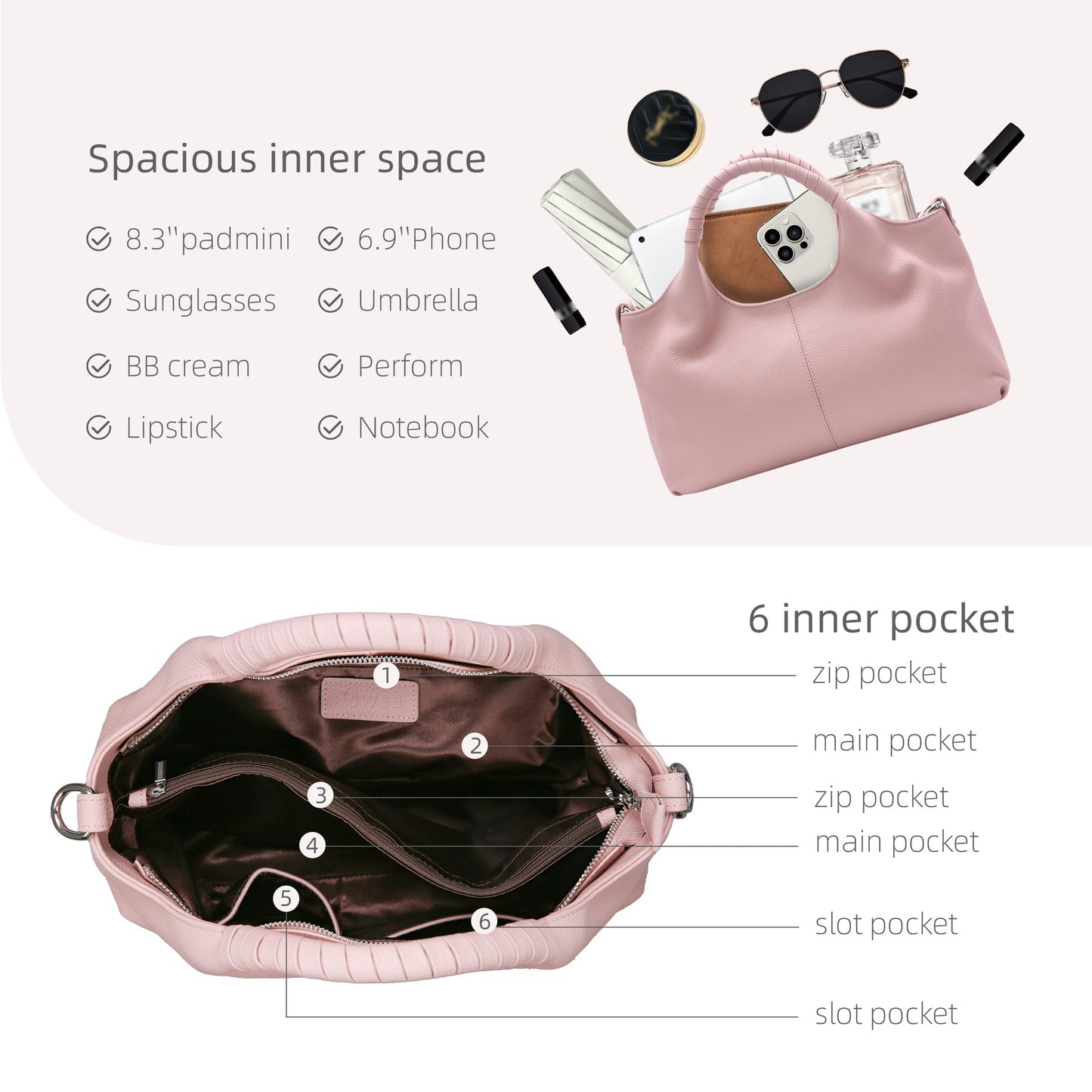 Iswee Leather Satchel Women Purse and Handbag Crossbody Shoulder Bag Hobo | Genuine Cowhide Leather Tote Top Handle Bag Soft & Durable Medium Size Bags with Detachable Multiple Pocketbooks Trendy