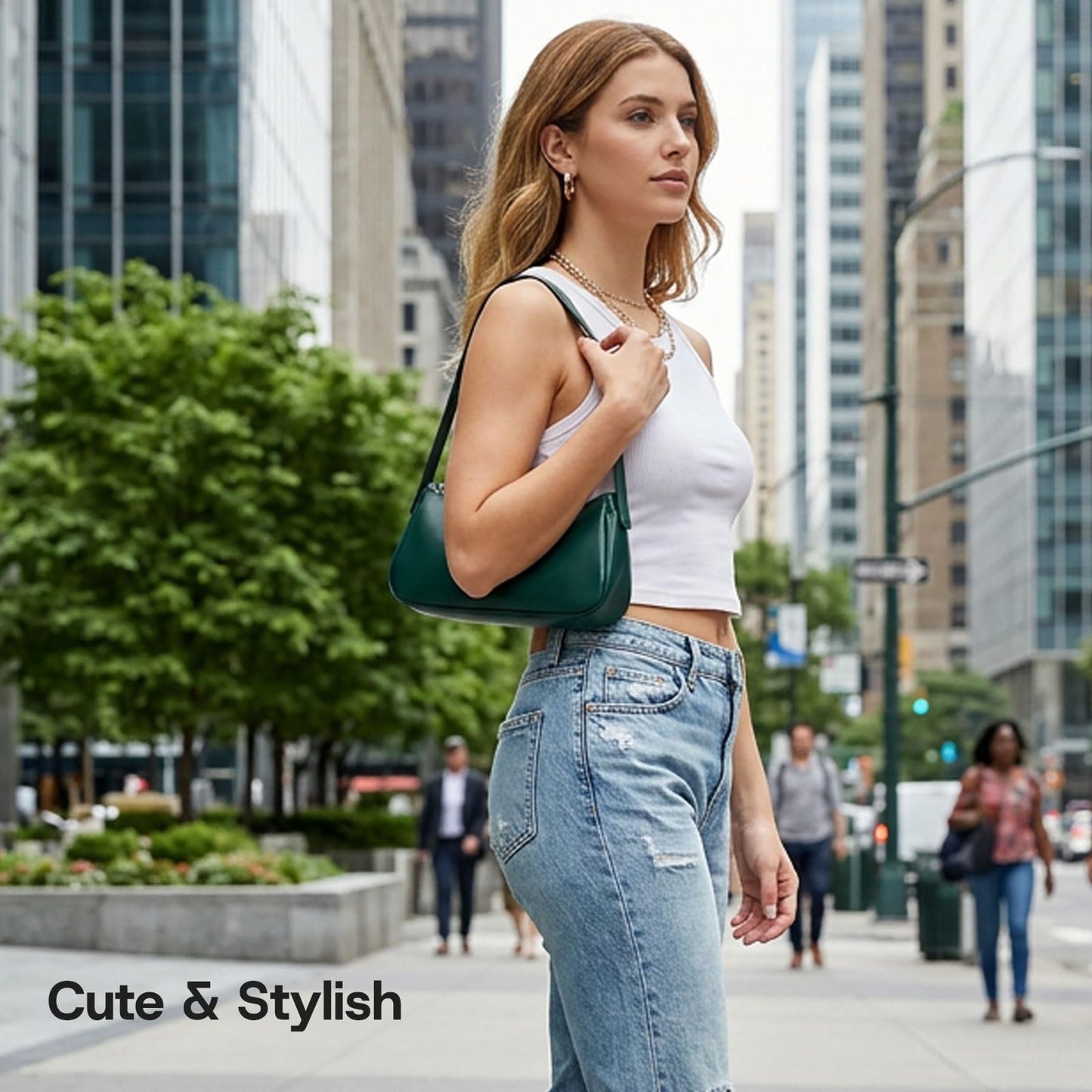 Small Shoulder Bag for Women Cute Mini Purse Trendy Vegan Leather Y2k Crescent Handbag