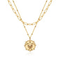 MEVECCO Layered Heart Necklace Pendant Handmade 18k Gold Plated Dainty Gold Choker Arrow Bar Layering Long Necklace for Women
