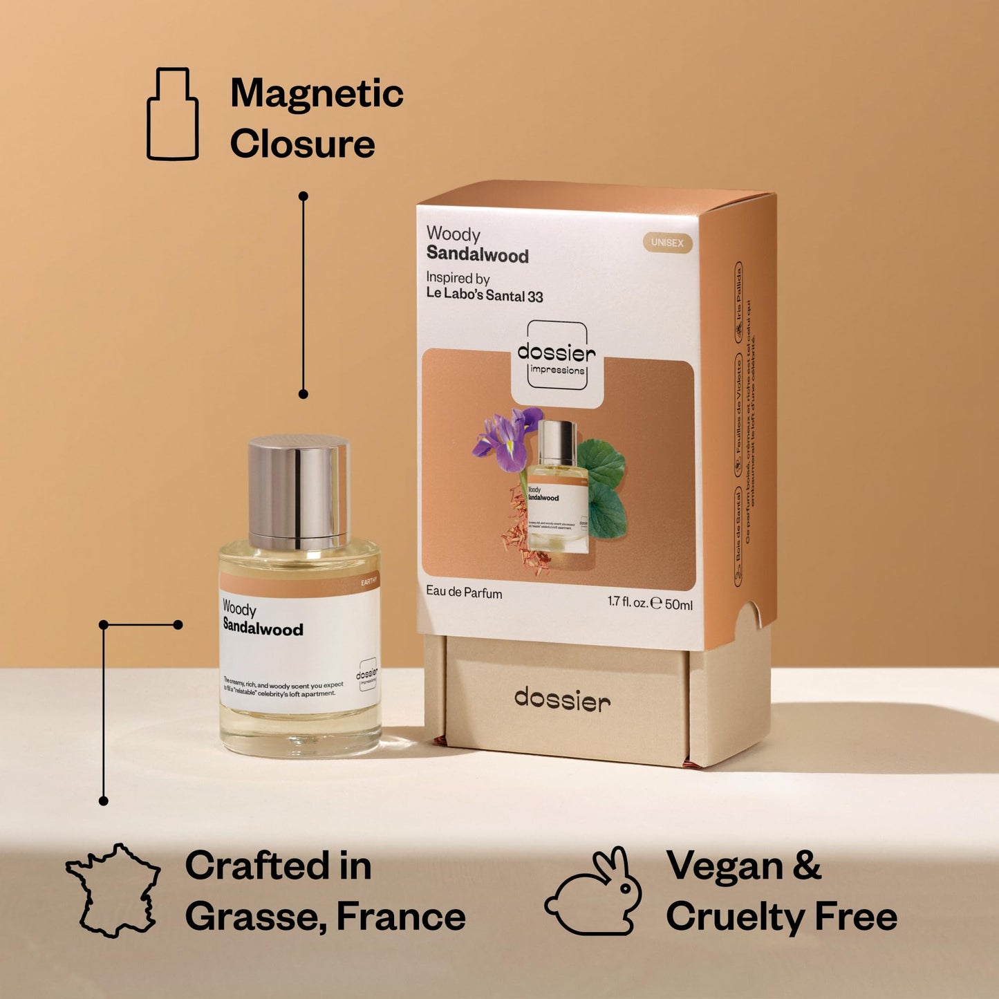 Dossier - Ambery Vanilla - Eau de Parfum - Vanilla Perfume - Inspired by Black Opium - Long-Lasting Fragrance - Feminine - 1.7 fl oz (50ml)