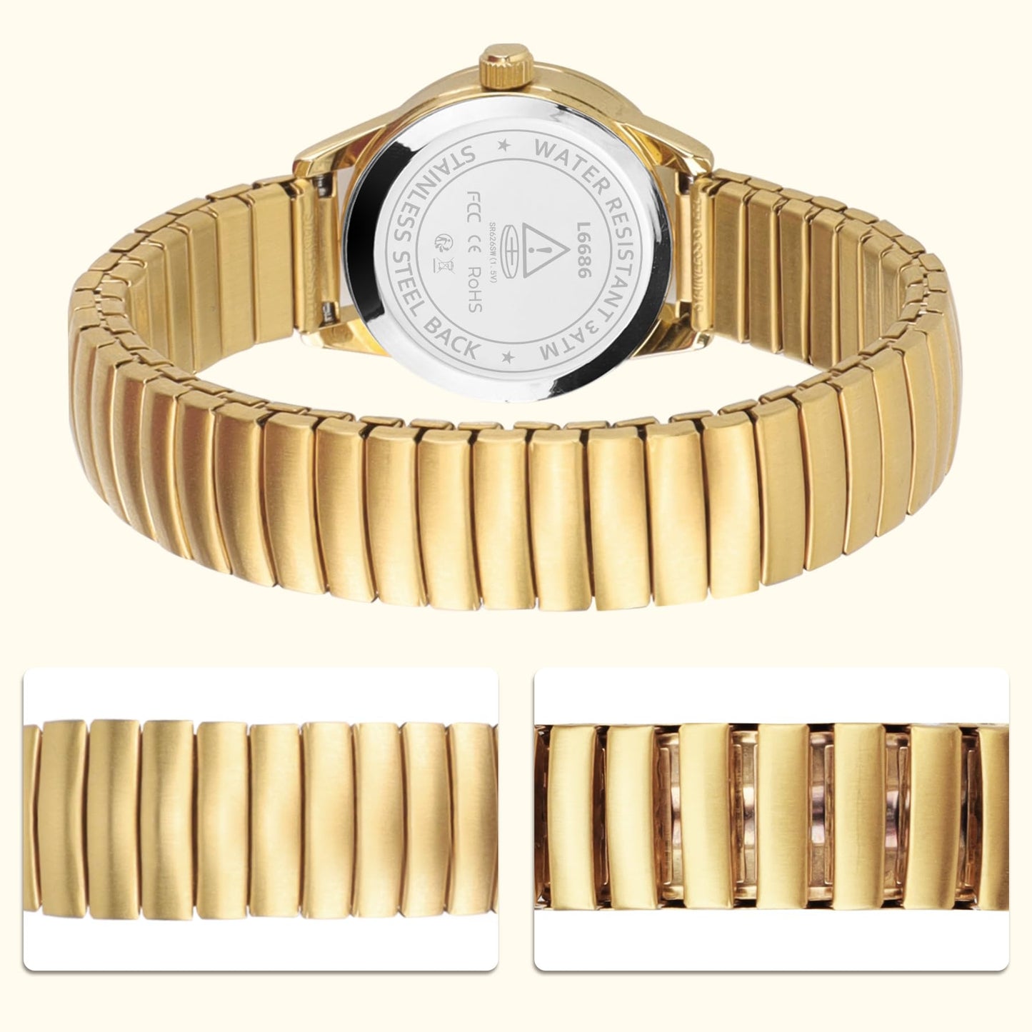 Elegant Gold Watches for Women Small Analog Watch, Waterproof Ladies Watches with Stainless Steel Expansion Band and Luminous Dial - Fashionable Christmas & Birthday Gifts for Women