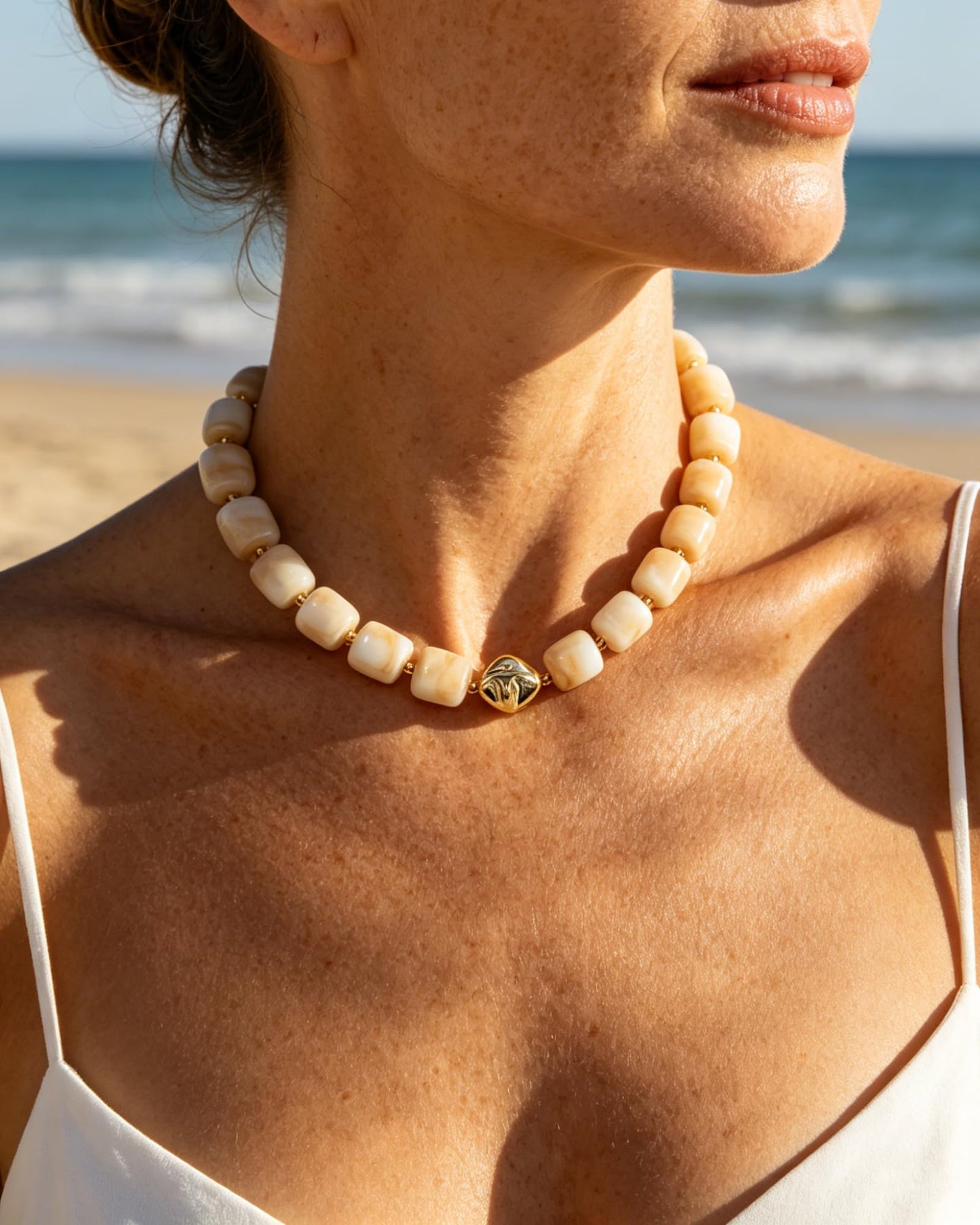 Chunky Beaded Statement Necklace for Women Trendy Colorful Boho Resin Bead Choker Necklaces Summer Handmade Jewelry Gifts Accessories