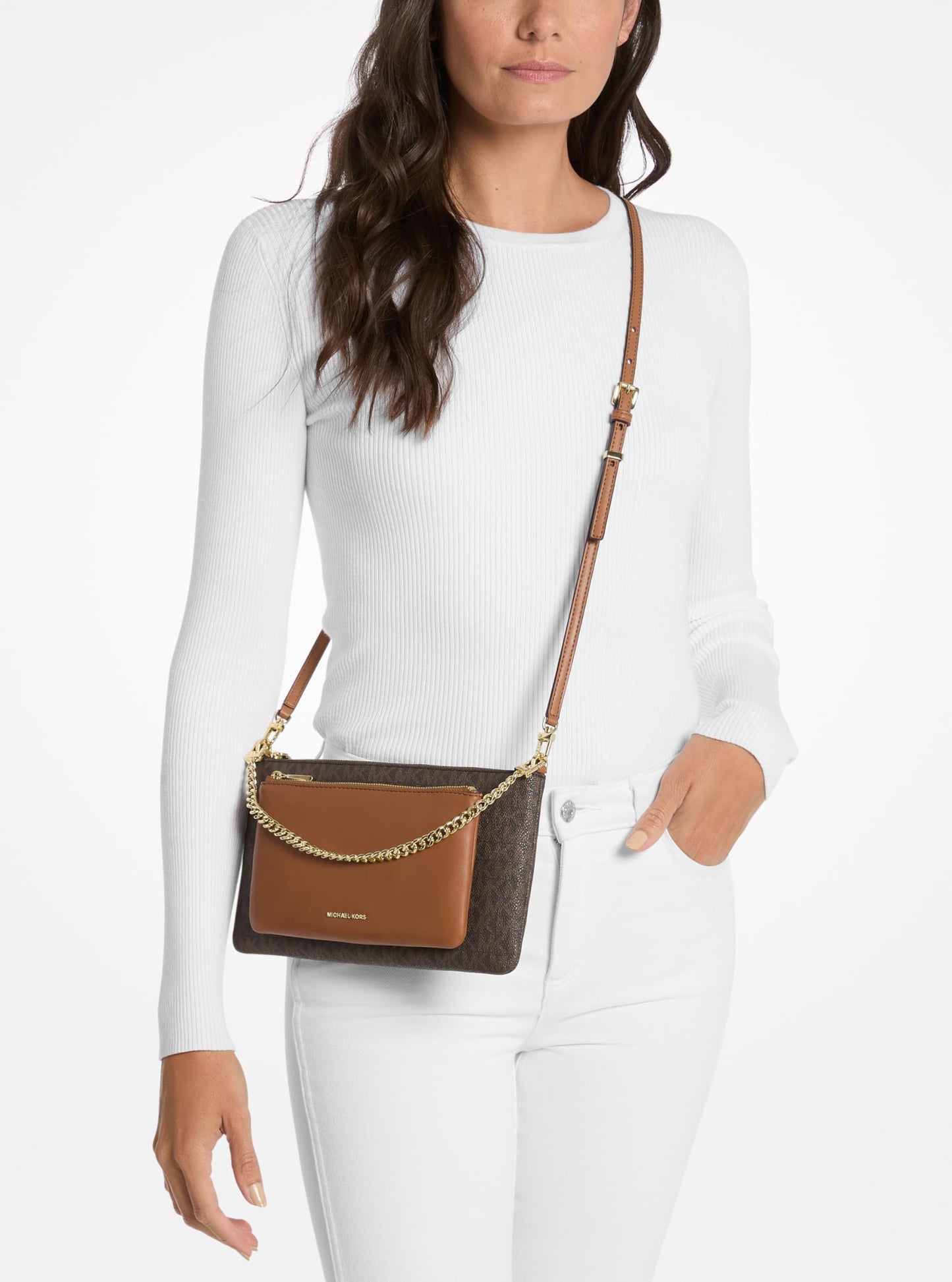Michael Kors Jet Set Medium Pocket Convertible Crossbody Bag