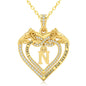 Uncle LOL Jewelry — 14K Gold Initial Letter Rose Heart Pendant Necklace for Women, Anniversary Birthday Jewelry Gifts for Wife Mom Grandma Sister Daughter, I Love You for Always And Forever