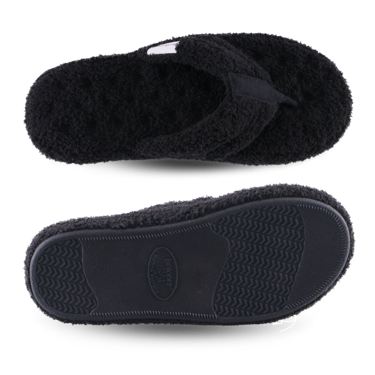 isotoner Women's Indoor/Outdoor Cozy Plush Terry Knit Clog and Flip Flop Slippers with Memory Foam Comfort, Evening Sand, 7.5-8isotoner Women's Indoor/Outdoor Cozy Plush Terry Knit Clog and Flip Flop Slippers with M… l