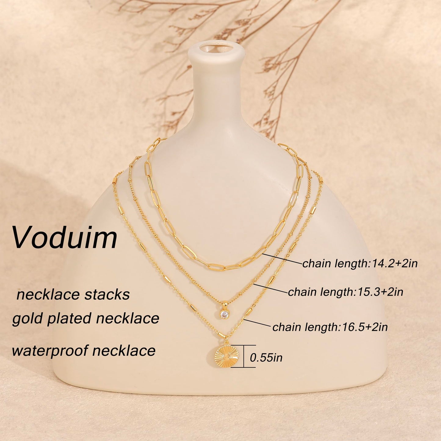 Layered Necklaces for Women, Dainty 14K Gold Plated Circle Peadant Chain Necklace Set Simple Paperclip Stacked Necklaces for Women Trendy Gold Jewelry
