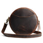 S-ZONE Leather Crossbody Bags for Women Circle Shoulder Round Purse Travel | Top Grain Leather, Keychain, Designer Handbag, Vintage, Multi Pockets, Detachable Strap, Eveyday Outing