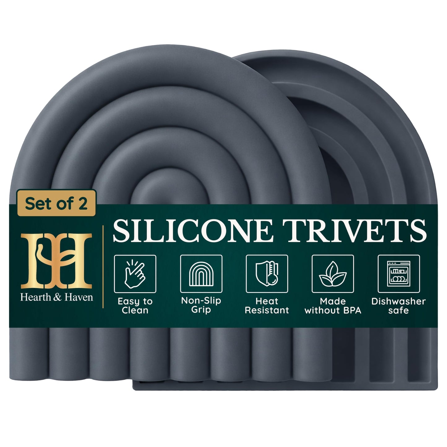 Silicone Trivets for Hot Dishes – Heat-Resistant, Non-Slip Pot Holders for Kitchen & Coasters – Durable Hot Pads for Pots, Pans, Baking Dishes & Kitchen Appliances
