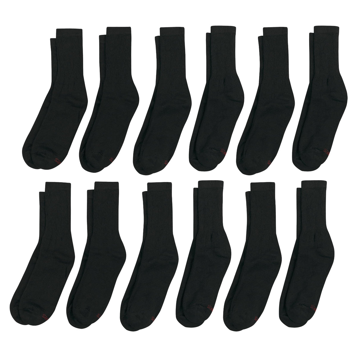 Hanes Mens Double Tough Socks, 12-pair Pack Crew Socks, White/Grey Foot Bottom, 6-12