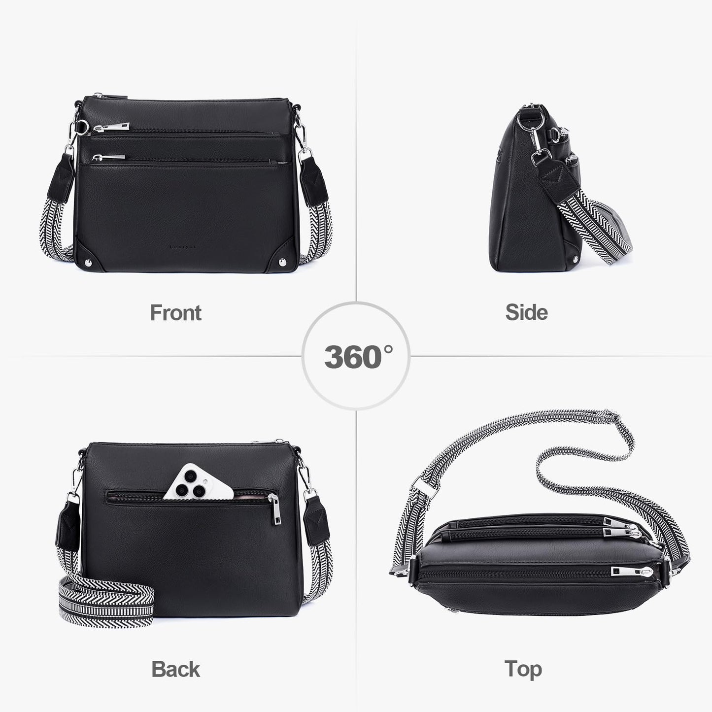 Crossbody Bags for Women Rfid Travel Crossbody Purses Leather Handbags Medium Shoulder bag with Adjustable Strap