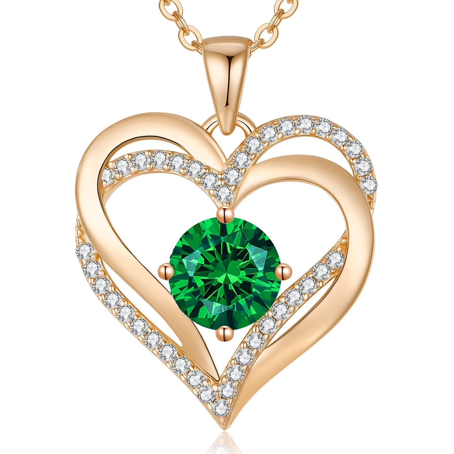 LOUISA SECRET Double Love Heart Birthstone Necklaces for Women, Birthday Gift for Girlfriend, Anniversary Jewelry Gift for Her, 925 Sterling Silver Jewelry Christmas Anniversary Birthday Present Gifts for Wife Girlfriend Mom Grandma Daughter