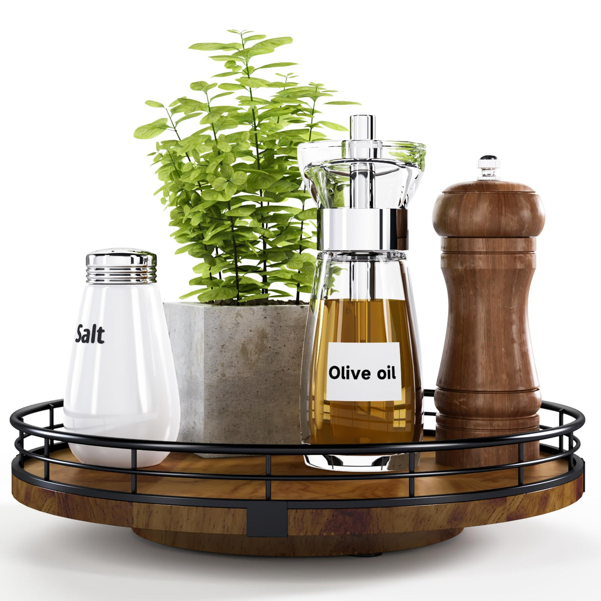 AMH Lazy Susan Wooden Organizer for Table Top