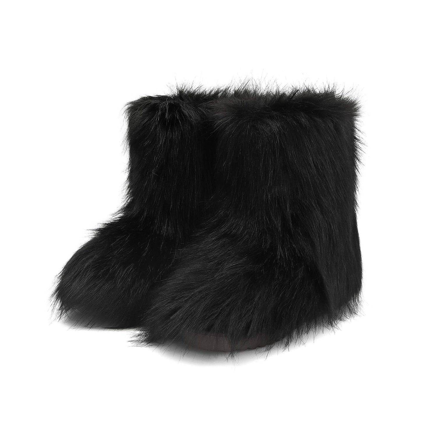 Wnshonzy Fur Boots for Women Snow Furry Fluffy Platform Flat Ankle Mini Boot Winter Round Toe Y2k Comfortable Mid-Calf Short Outdoor 2025