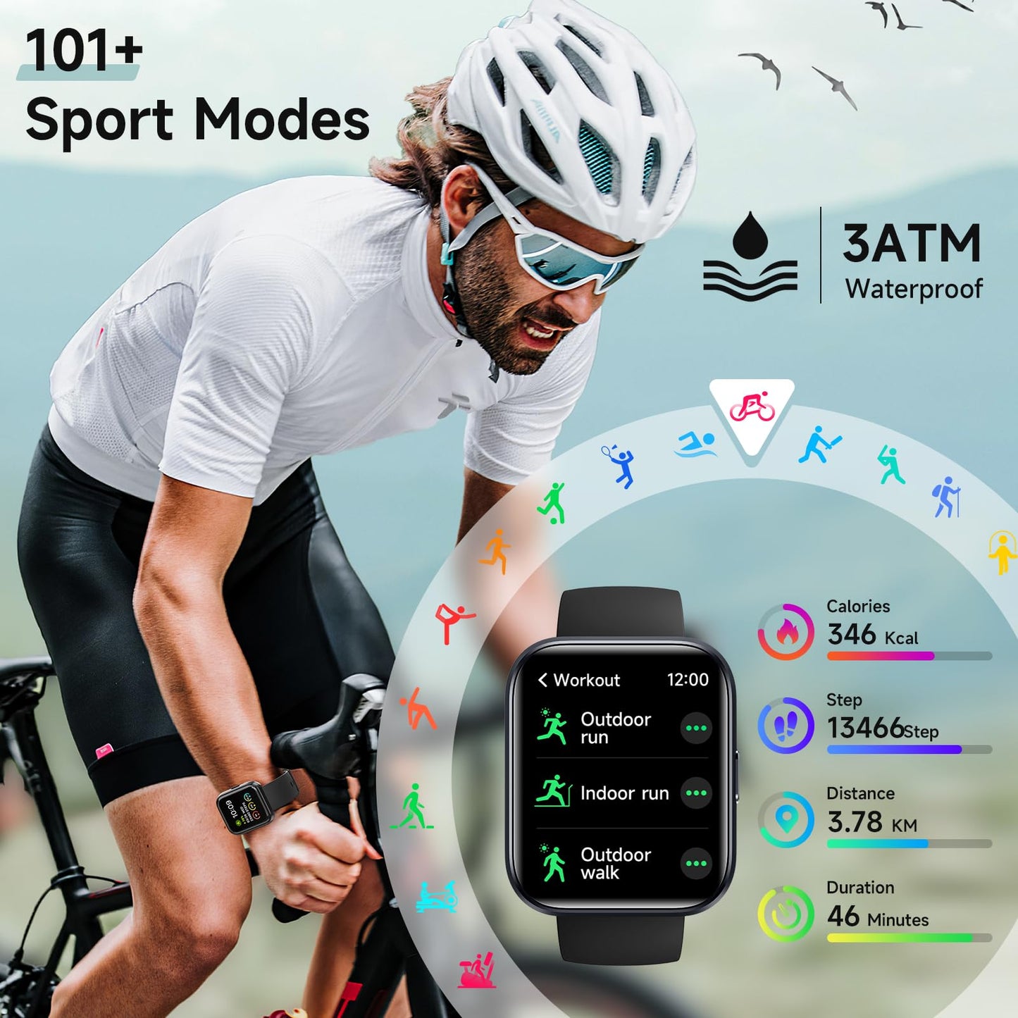 Smart Watches for Women, 1.8" Touch Screen Fitness Tracker for Android & iPhone, Answer/Make Calls, Alexa Built-in, Heart Rate/Sleep/SpO2 Monitor Smartwatch, IP68 Waterproof 101+ Sport Modes, 2 Bands