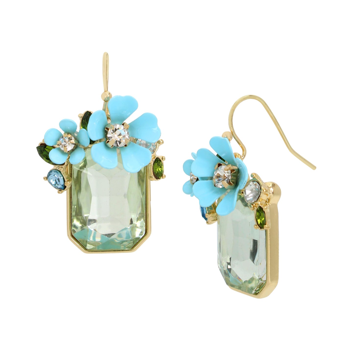 Flower Cluster Stone Drop Earrings