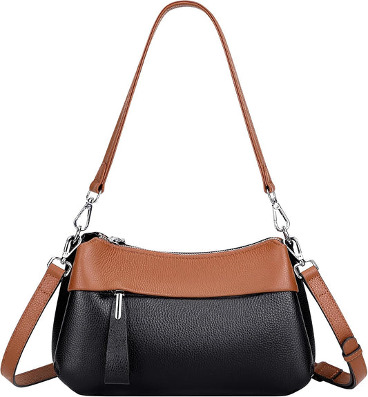 Over Earth Genuine Leather Crossbody Bags for Women Small Crossbody Handbag Shoulder Purses with 2 Detachable Straps